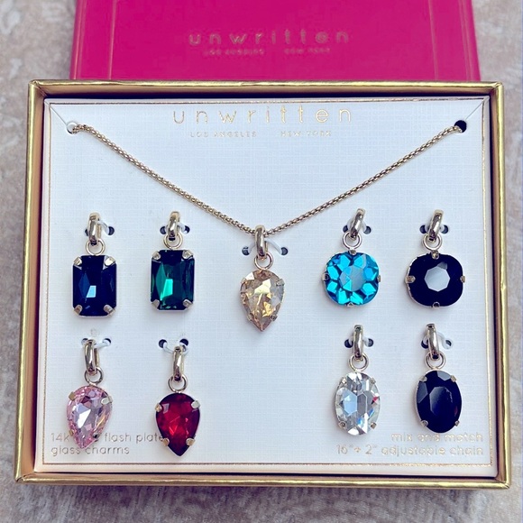 Brand New Unwritten 14K Gold Flash Plated Interchangeable Charm Necklace Set - Picture 1 of 14